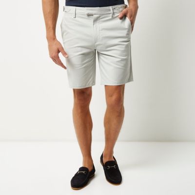 Stone grey slim fit shorts